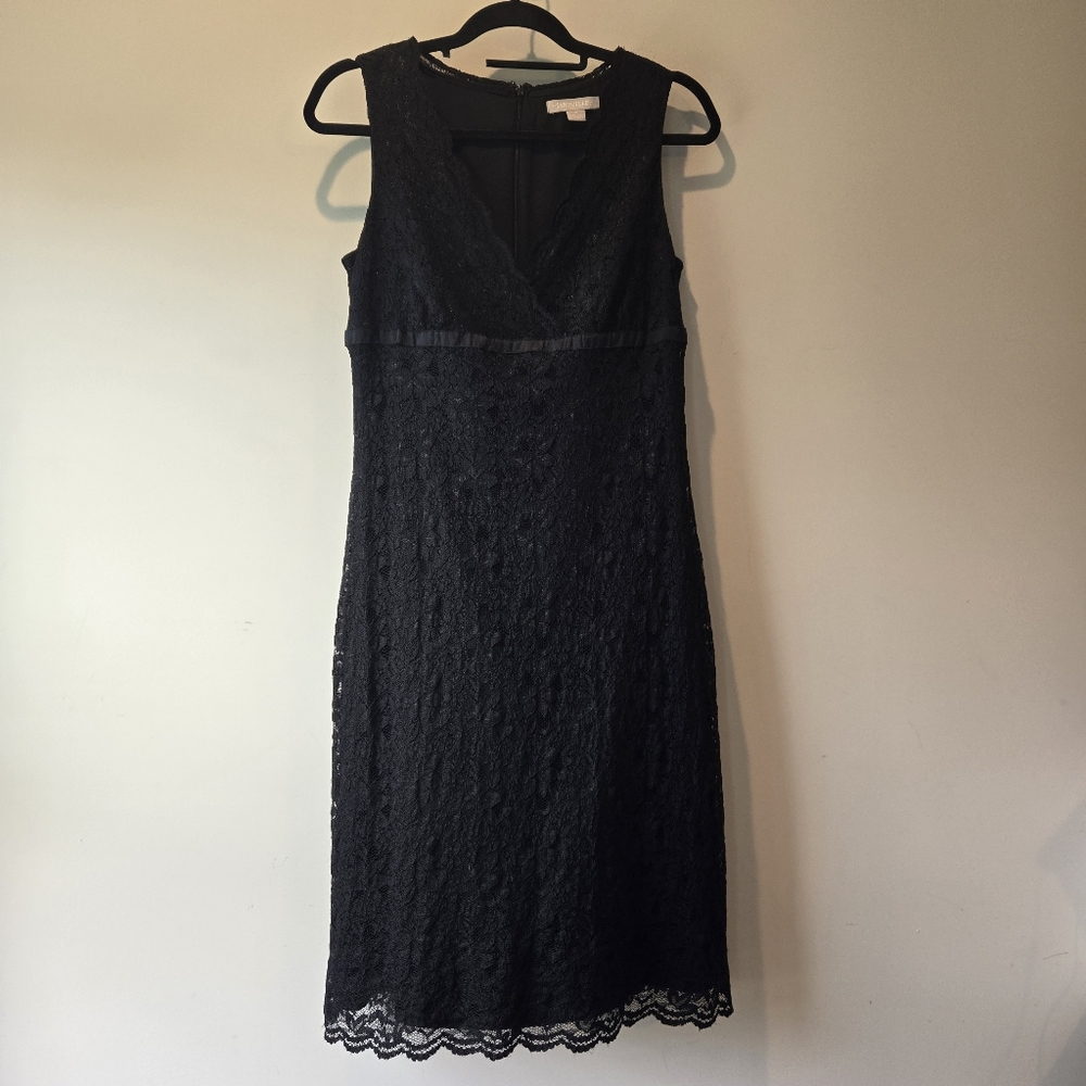 Janeville Women's Black Laced V Neck Dress 8 - Picture 5 of 14